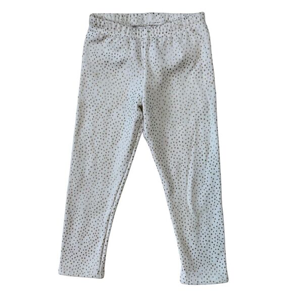 Cat & Jack Girls Fleece Pants Size 3T White with Gold Foil Dots - Picture 1 of 7